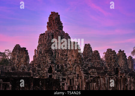 Temple Bayon, à Siem Reap au Cambodge Banque D'Images