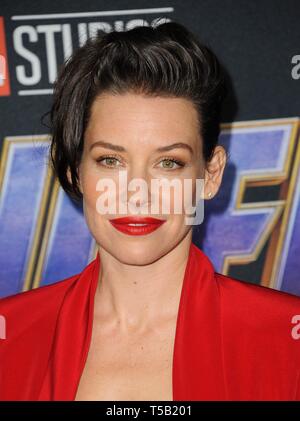 Los Angeles, CA, USA. 22 avr, 2019. Evangeline Lilly aux arrivées d'AVENGERS : ENDGAME Premiere, Los Angeles Convention Center, Los Angeles, CA, 22 avril 2019. Credit : Everett Collection Inc/Alamy Live News Banque D'Images