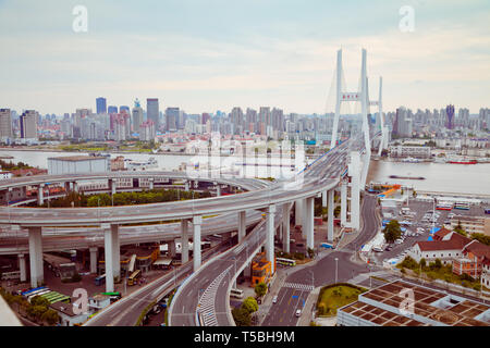 Vue de Shanghai Nanpu Bridge,Shanghai,China.Vue sur Shanghai Nanpu Bridge,Shanghai,Chine. Banque D'Images