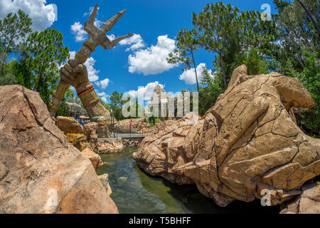 Theming à Poseidons Fury l'attraction, parc à thème Universal Studios, Orlando, Floride, USA Banque D'Images