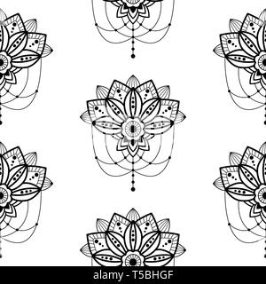 Mehendi design mandala fleur avec détails pendentif suspendu modèle transparent vecteur illustration de style oriental. Illustration de Vecteur