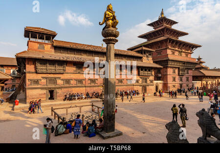 Kathmandu, Patan, NÉPAL - 3 avril 2019 : le Palais Royal de Patan, aujourd'hui un musée sur le Durbar Square de Patan Banque D'Images