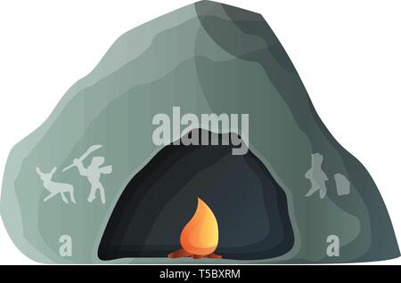 Grotte préhistorique icône. Caricature de grotte préhistorique icône vecteur pour la conception web isolé sur fond blanc Illustration de Vecteur