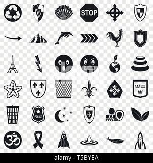 L'emblème de Nice, le style simple icons set Illustration de Vecteur