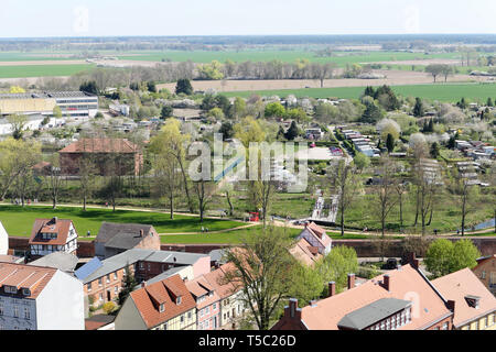 Paysage urbain de la ville Wittstock en Allemagne. Vue aérienne sur la ville. Banque D'Images