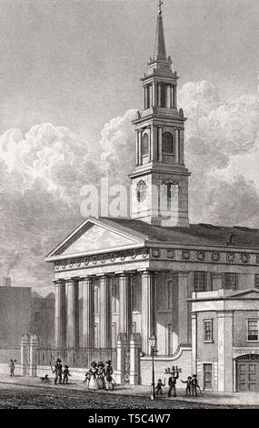 L'église Saint John's, Waterloo Road, Londres, illustration par Th. H. Berger, 1828 Banque D'Images