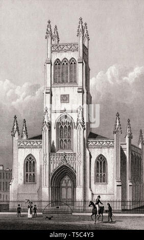 L'église de saint Marc l'Évangéliste, Pentonville, illustration par Th. H. Berger, 1828 Banque D'Images