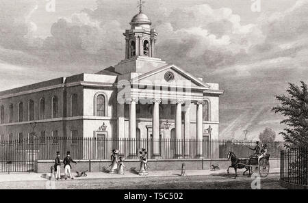 St Marylebone Parish Church, illustration par Th. H. Berger, 1828 Banque D'Images