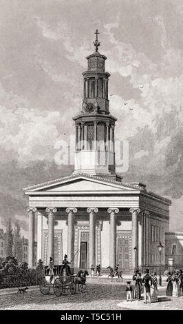 L'église de St Pancras, Bloomsbury/St Pancras, London, illustration par Th. H. Berger, 1828 Banque D'Images