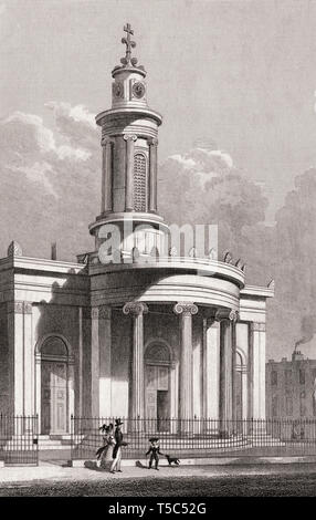 All Saints Cathedral, Camden Street, Londres, illustration par Th. H. Berger, 1828 Banque D'Images