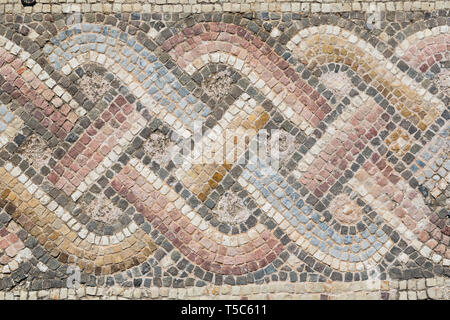 Astract modèles mosaïque dans la maison de Thésée, Parc archéologique de Paphos, Paphos, Chypre Banque D'Images