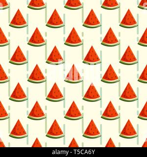 Modèle sans couture Les pastèques de formes différentes et les graines. Les pastèques rouges mûrs sur un fond jaune eps 10 Illustration de Vecteur