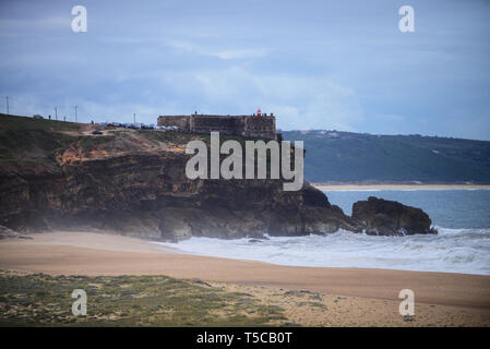 Praia do Norte (plage du Nord) à Caldas da Rainha, Portugal Banque D'Images