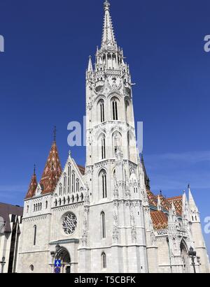 BUDAPEST, HONGRIE - 16 Avril 2019 : l'église Matthias est une église catholique romaine, dans le quartier du château de Buda Budapest, Hongrie Banque D'Images