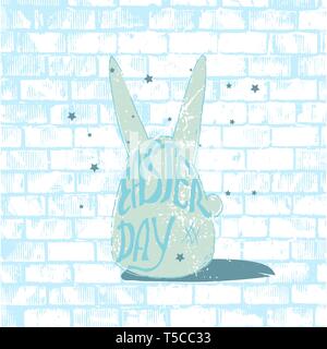 Vector illustration en forme de lapin avec le texte grunge Illustration de Vecteur