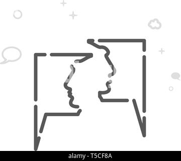 Conversation, visages humains sur l'icône de la ligne du vecteur, Symbole, Pictogramme, signe. Résumé Contexte géométrique. Course modifiable Illustration de Vecteur