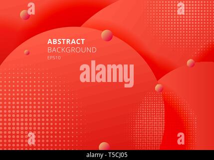3d abstrait cercles liquide liquide couleur pastels moutarde rouge belle arrière-plan avec la texture de demi-teintes. Vector illustration Illustration de Vecteur