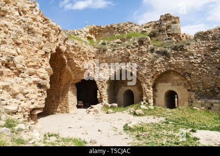 Ruines de château de Kerak en Jordanie. Banque D'Images