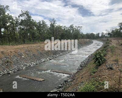 Beijing, Chine. Apr 24, 2019. La photo montre un fichier comme à la nature de la passe migratoire Sesan inférieur II Station hydroélectrique dans la province de Stung Treng, au Cambodge. Source : Xinhua/Alamy Live News Banque D'Images