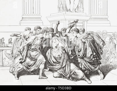 La mort de Jules César. Gaius Julius Caesar, homme politique romain, général, historien, 100 avant J.-C. - 44 AV. Banque D'Images