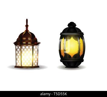 Ramadan Kareem lanternes 3D réaliste Illustration de Vecteur