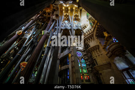 Barselona, Espagne, 14 novembre 2017. La basilique du saint Temple rédemptrice Sagrada familial par Antonio Gaudi Banque D'Images