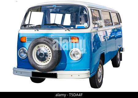 Beaumaris, Anglesey - 25 septembre 2018 : Bleu et blanc Volkswagen camper van. Ce van est aimé par les voyageurs. Banque D'Images