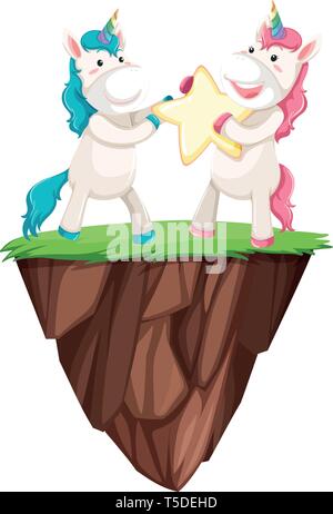 Heureux holding unicorn star illustration Illustration de Vecteur