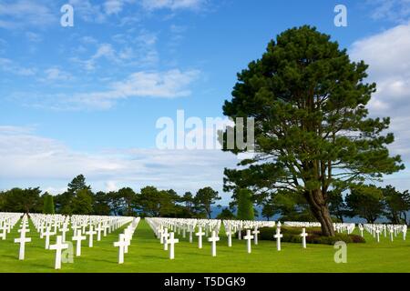 Croix blanches dans American Cemetery, Coleville-sur-Mer, Omaha Beach, Normandie, France. Banque D'Images