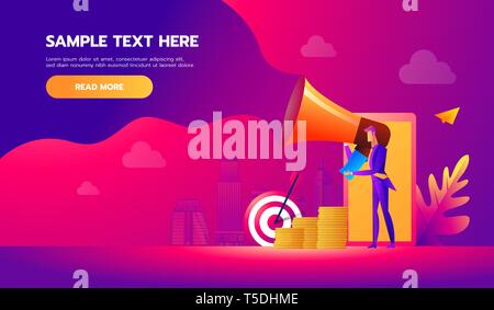 Handsome businessman en costume officiel pointing et crier en elle. Happy manager avec poche. Concept d'entreprise. Vector illustration design. Illustration de Vecteur