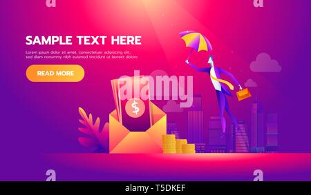 Télévision vecteur illustration, notion d'argent, la protection de l'économie financière, d'assurance-économie commerciale. Illustration de Vecteur