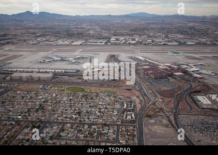 Vue aérienne de l'aéroport international McCarran, Las Vegas, Nevada, Banque D'Images