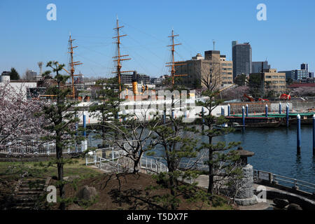 Meiji Maru historique Tall Ship, Tokyo, Japon Banque D'Images