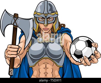 Troie Chevalier Celtique Viking Warrior Football Femme Illustration de Vecteur