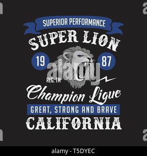 Lion Super Club ligue de champion. Modèle vectoriel bon pour votre t shirt événement. Illustration de Vecteur