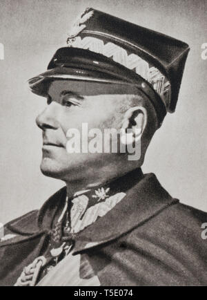 Portrait du maréchal-Rydz-Smigły (1886 - 1941), était un homme politique polonais, homme d'État, Maréchal de France et commandant en chef des armées de la Pologne f Banque D'Images