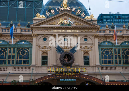 Historique Le Théâtre Princess' dans Spring Street, Melbourne Australie, de mettre en valeur la première de "Harry Potter et l'enfant maudit' Banque D'Images