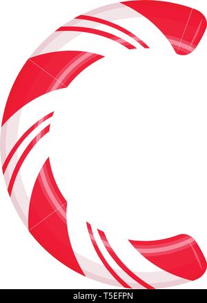 Lettre C. Candy Cane font elment. Sucette bonbon sucré, des lettres latines. Lettre blanc avec rayures rouges. Cirque et clown monogramme et modèle d'affiche Illustration de Vecteur