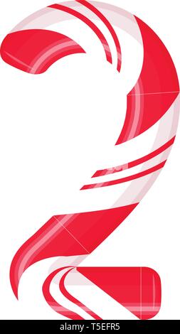 Lettre de canne 2. Candy font elment. Sucette bonbon sucré, des lettres latines. Lettre blanc avec rayures rouges. Cirque et clown monogramme et modèle d'affiche Illustration de Vecteur