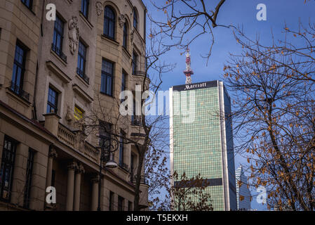 Centrum LIM bâtiment avec hôtel Marriott à Varsovie, Pologne Banque D'Images