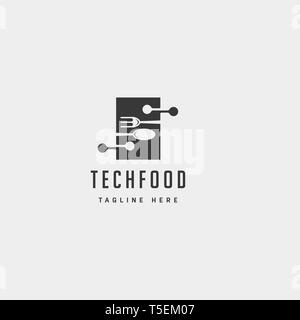La technologie alimentaire simple moderne télévision template design logo élément icône vecteur Illustration de Vecteur
