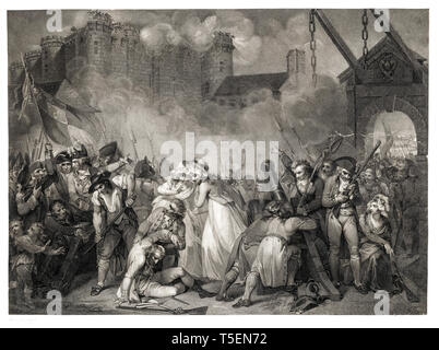 William Nutter, la prise de la Bastille, le 14 juillet 1789, 1792, eau-forte, gravure de la révolution française Banque D'Images