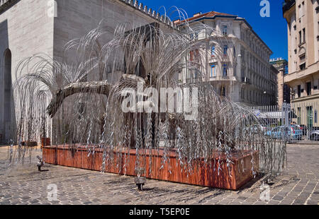 Hongrie, Budapest, Grande Synagogue de la rue Dohany, Raoul Wallenberg Memorial Park, Mémorial des martyrs juifs hongrois connu comme l'arbre de vie. Banque D'Images