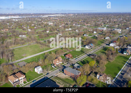 Detroit, Michigan - grandes sections de terres vacantes sont caractéristiques de nombreux quartiers du centre-ville de Detroit en dépit de la renaissance. La population de la ville a f Banque D'Images