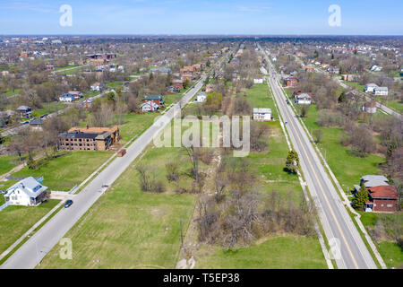 Detroit, Michigan - grandes sections de terres vacantes sont caractéristiques de nombreux quartiers du centre-ville de Detroit en dépit de la renaissance. La population de la ville a f Banque D'Images