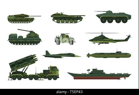 Jeu de guerre isolés ou navire, véhicule militaire Illustration de Vecteur