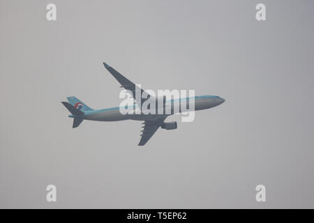 Chiang Mai, Thaïlande - 24 Avril 2019 : KL-7525 Airbus A330-300 de Korean Air Airlines. En vol Chiang mai à Séoul. Banque D'Images