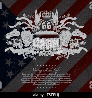 Illustration graphique moto Drapeau USA sur l'arrière-plan. T-shirts Illustration de Vecteur
