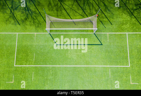 Vue aérienne d'un petit terrain de football soccer sports. Au-dessus de la porte Banque D'Images