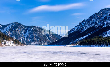 L'Autriche, Tirol, Alpes Ammergau, l'hiver à Plansee Banque D'Images